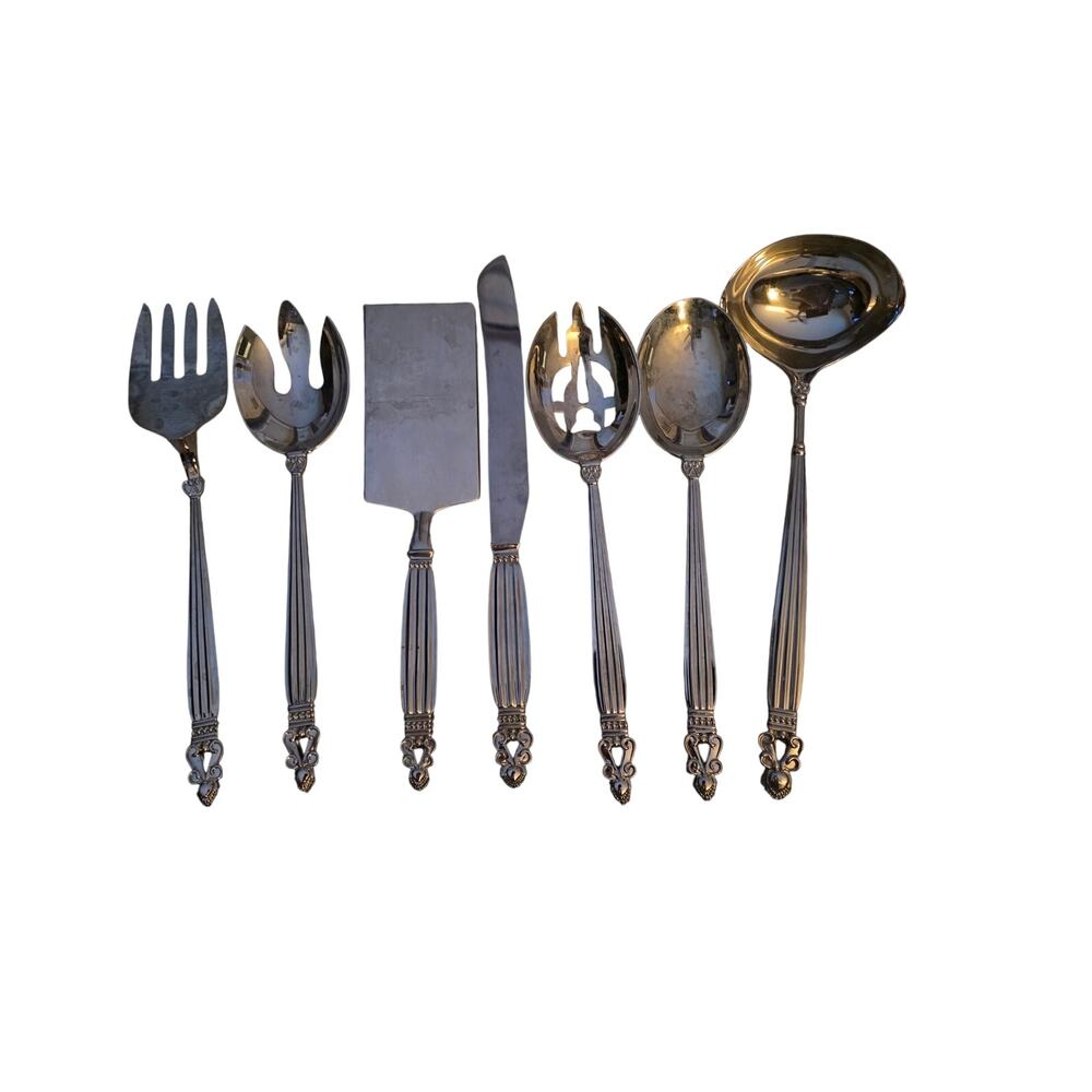 Vintage Godinger Olde Copenhagen Silverplate Serving Utensils Set of 7